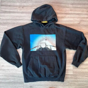 Analog‎ Men's Black Kangaroo Pocket Graphic Print Pullover Hoodie Size Small